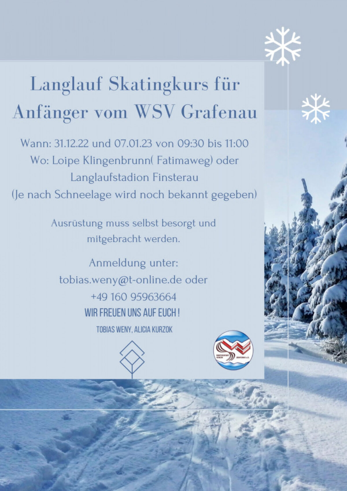 Beitragsbild: Langlauf Skatingkurs für Anfänger (Erwachsene, Jugendliche und Kinder ab 12 Jahren)