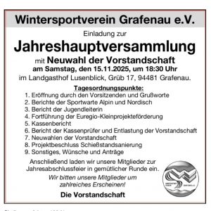 Jahreshauptversammlung mit Wahlen